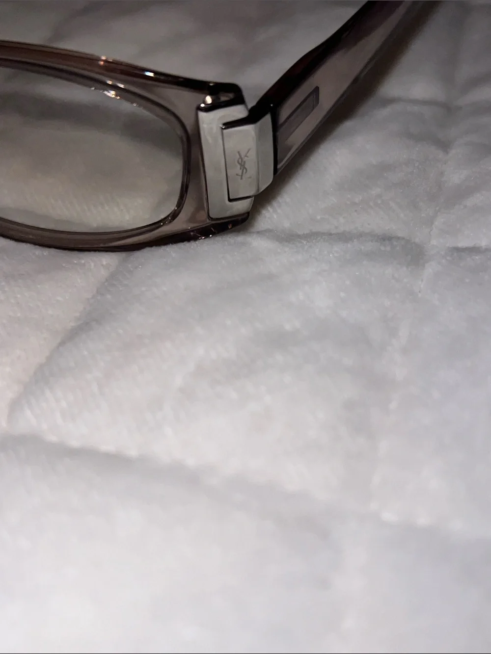 Yves Saint Laurent Brown Translucent Oval Sunglasses with White Case